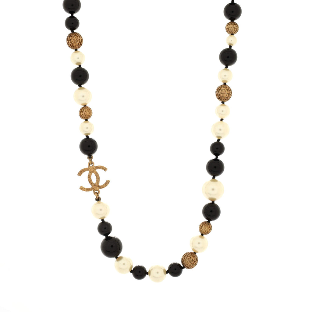 CC Choker Necklace Metal with Faux Pearls and Beads