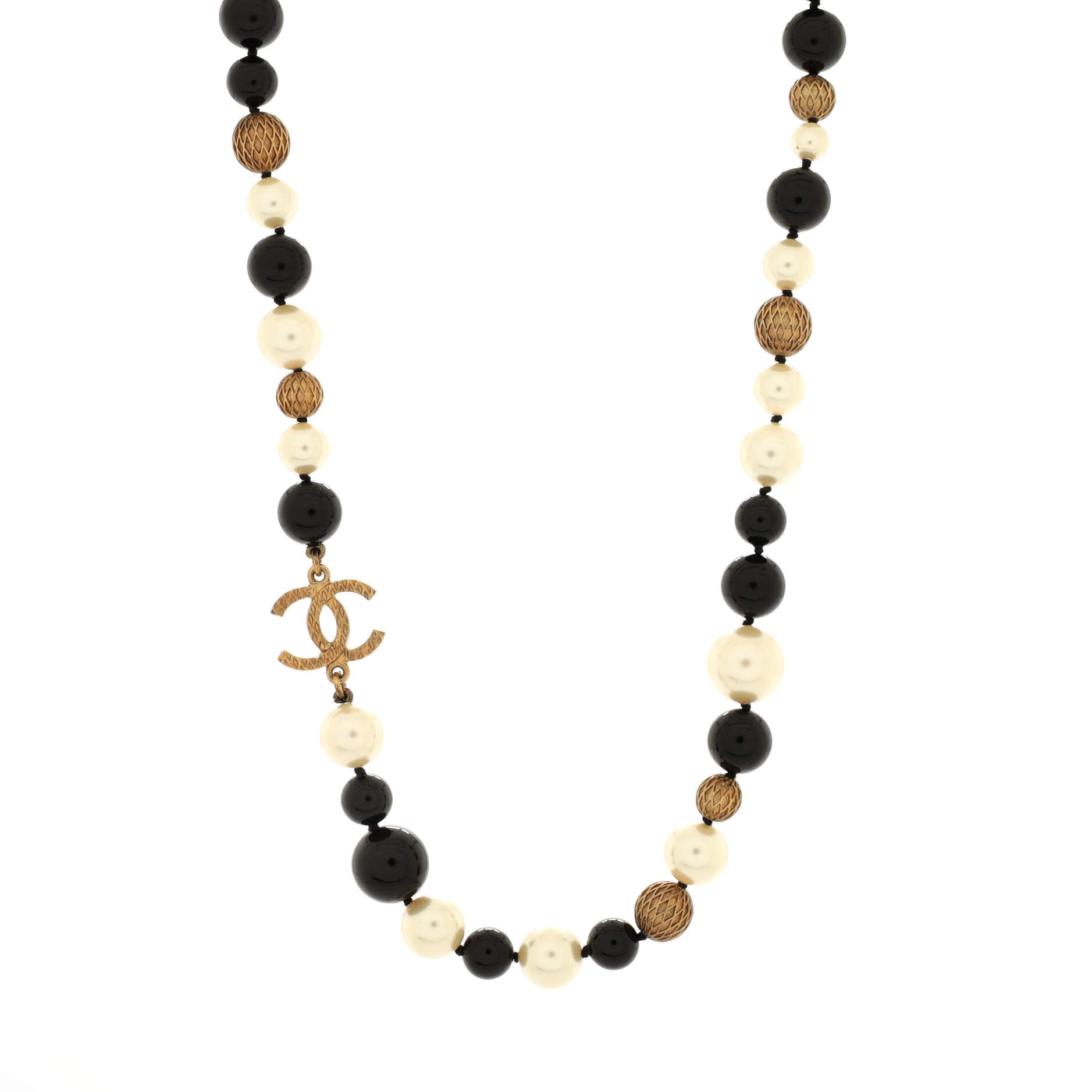 CC Choker Necklace Metal with Faux Pearls and Beads