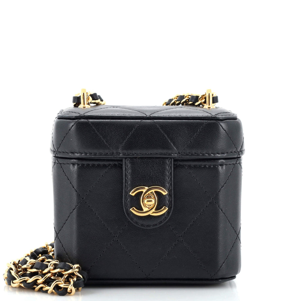 CC Turnlock Box Vanity Case with Chain Quilted Lambskin Mini