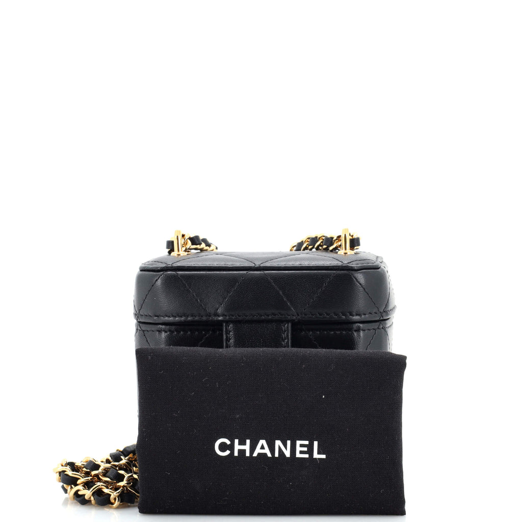 CC Turnlock Box Vanity Case with Chain Quilted Lambskin Mini