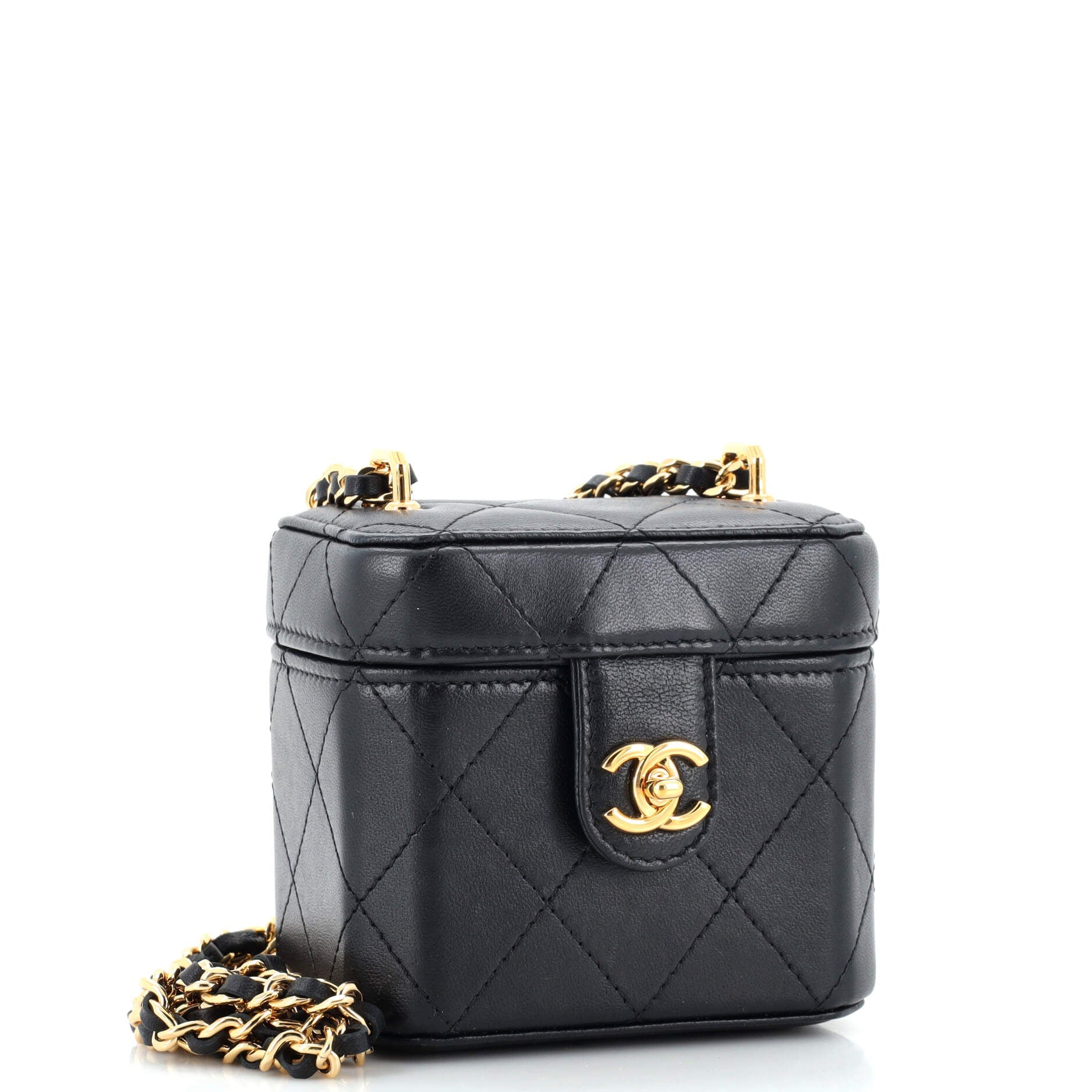 CC Turnlock Box Vanity Case with Chain Quilted Lambskin Mini