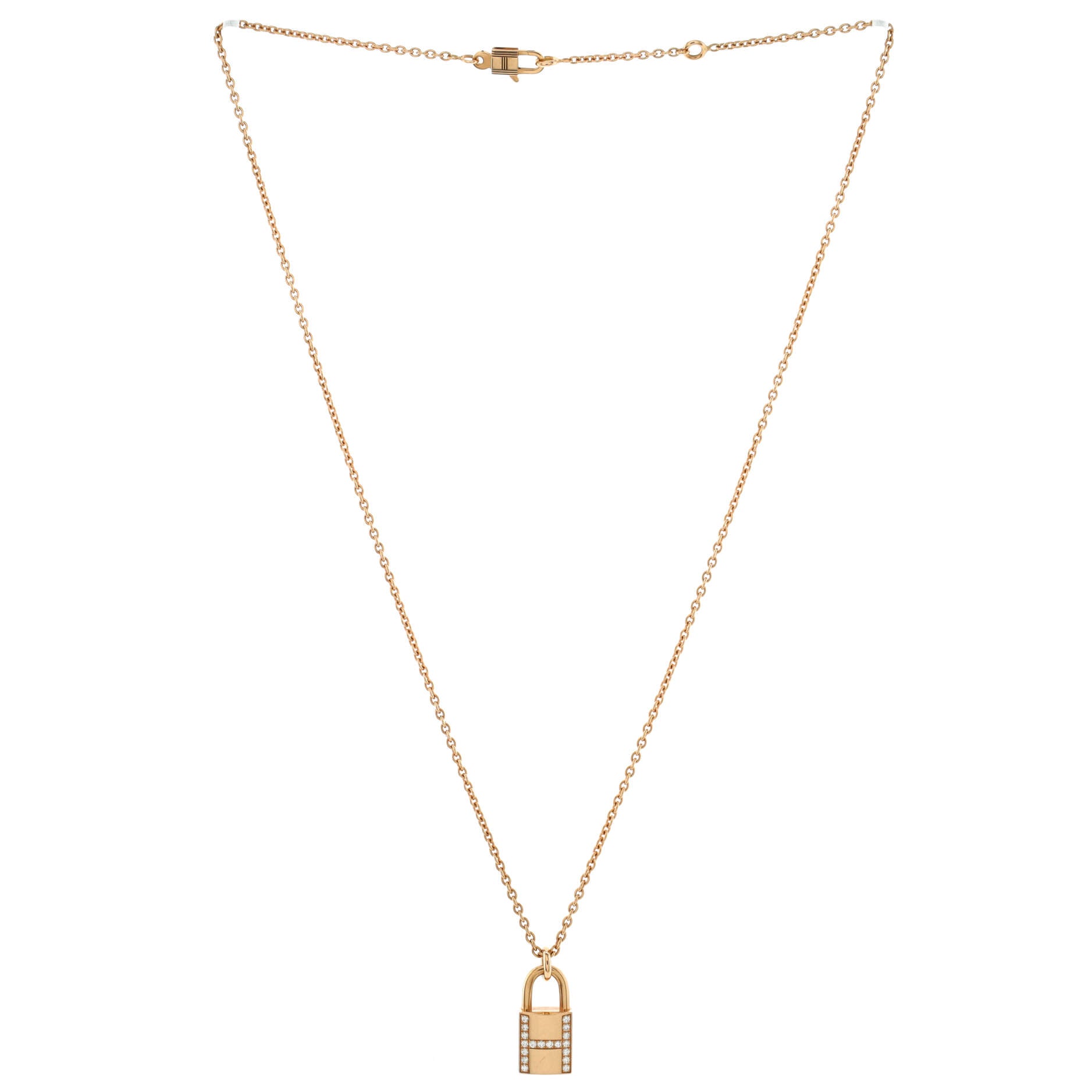 Amulettes Cadenas Pendant Necklace 18K Rose Gold with Diamonds