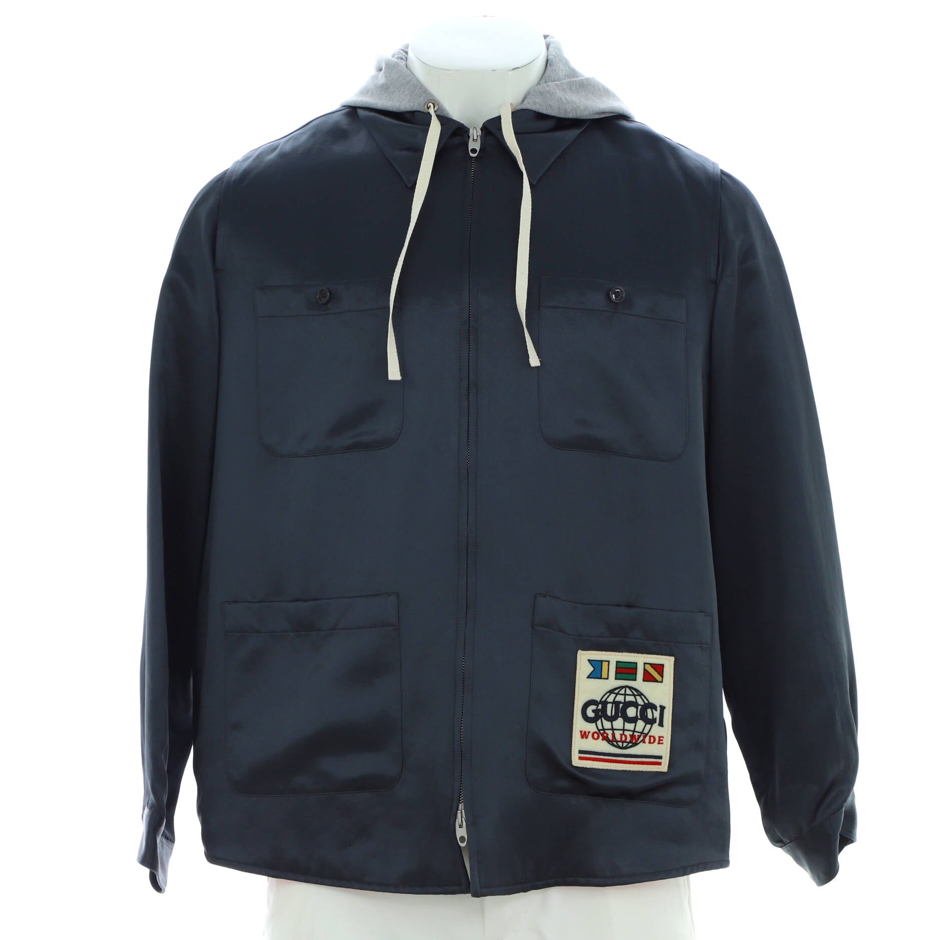 Men's Hooded Jacket Acetate and Cotton