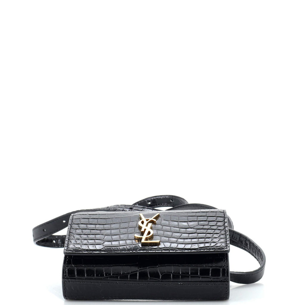 Classic Monogram Kate Belt Bag Crocodile Embossed Leather Mini