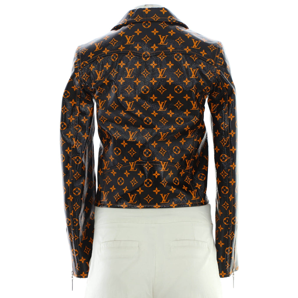 Women's Biker Jacket Monogram Printed Leather