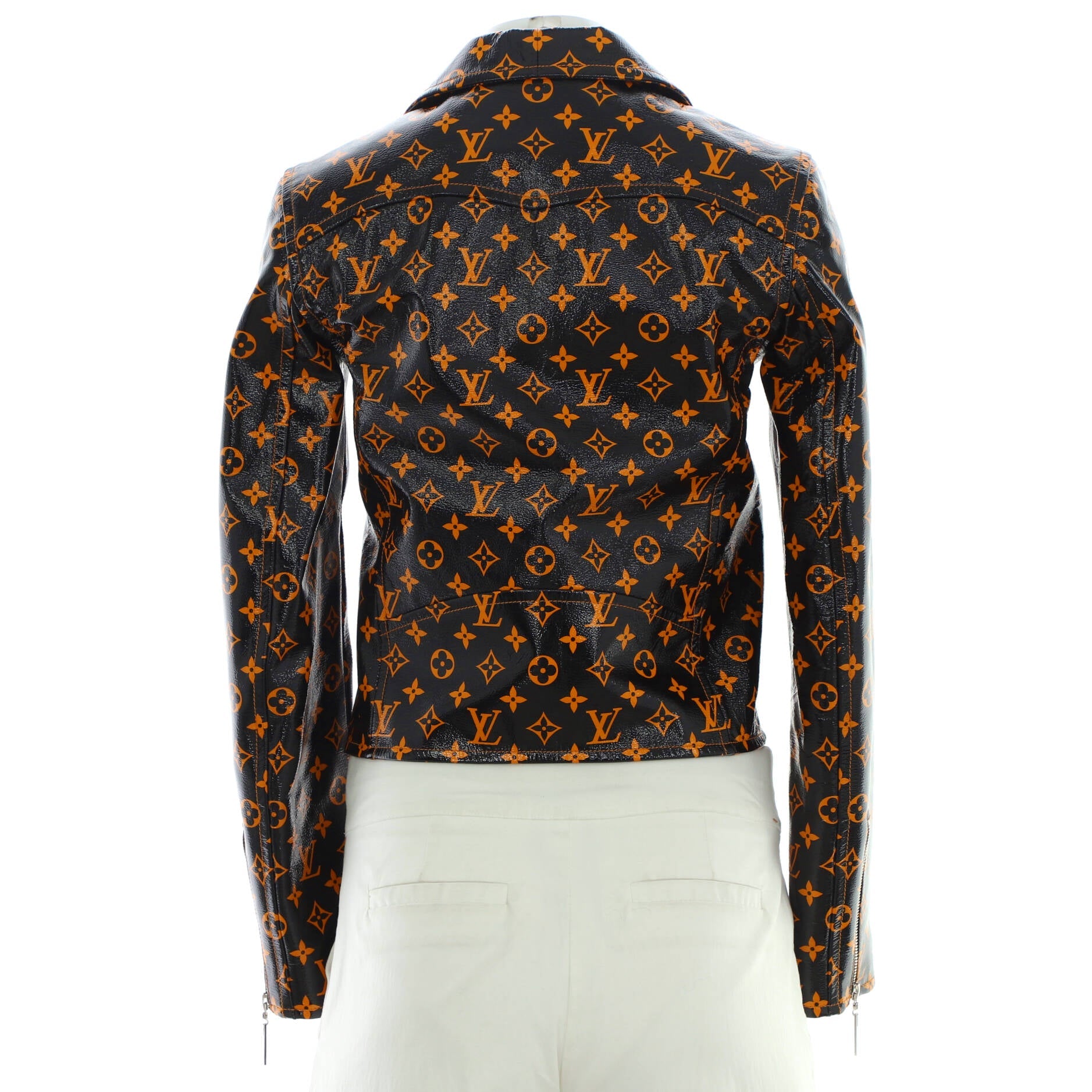 Women's Biker Jacket Monogram Printed Leather