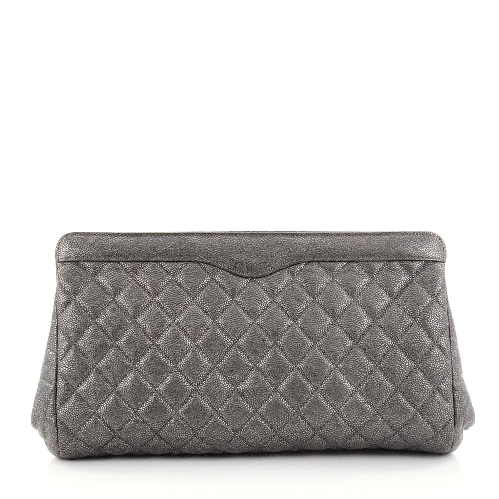 CC Frame Clutch Quilted Caviar Large