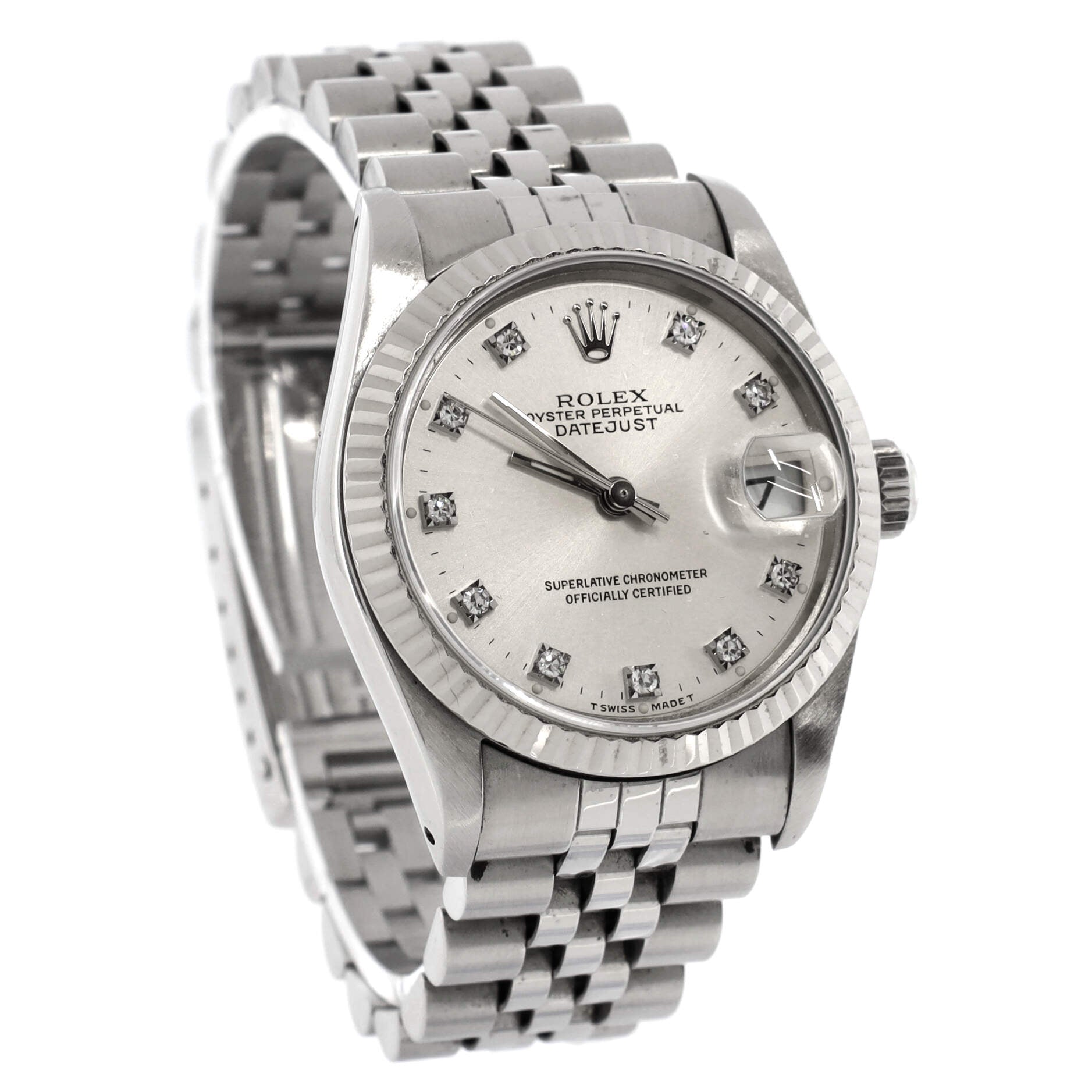 Oyster Perpetual Datejust Automatic Watch Stainless Steel and White Gold with Diamond Markers 31
