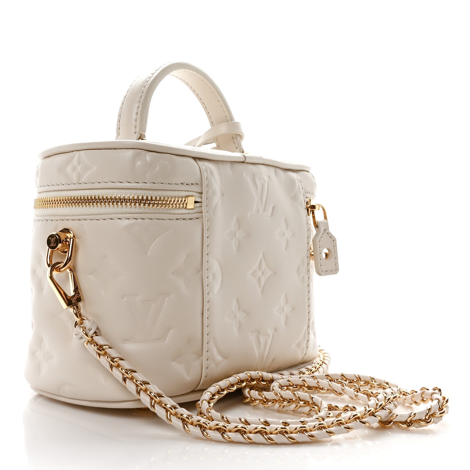 Lambskin Embossed Monogram Vanity PM Cream