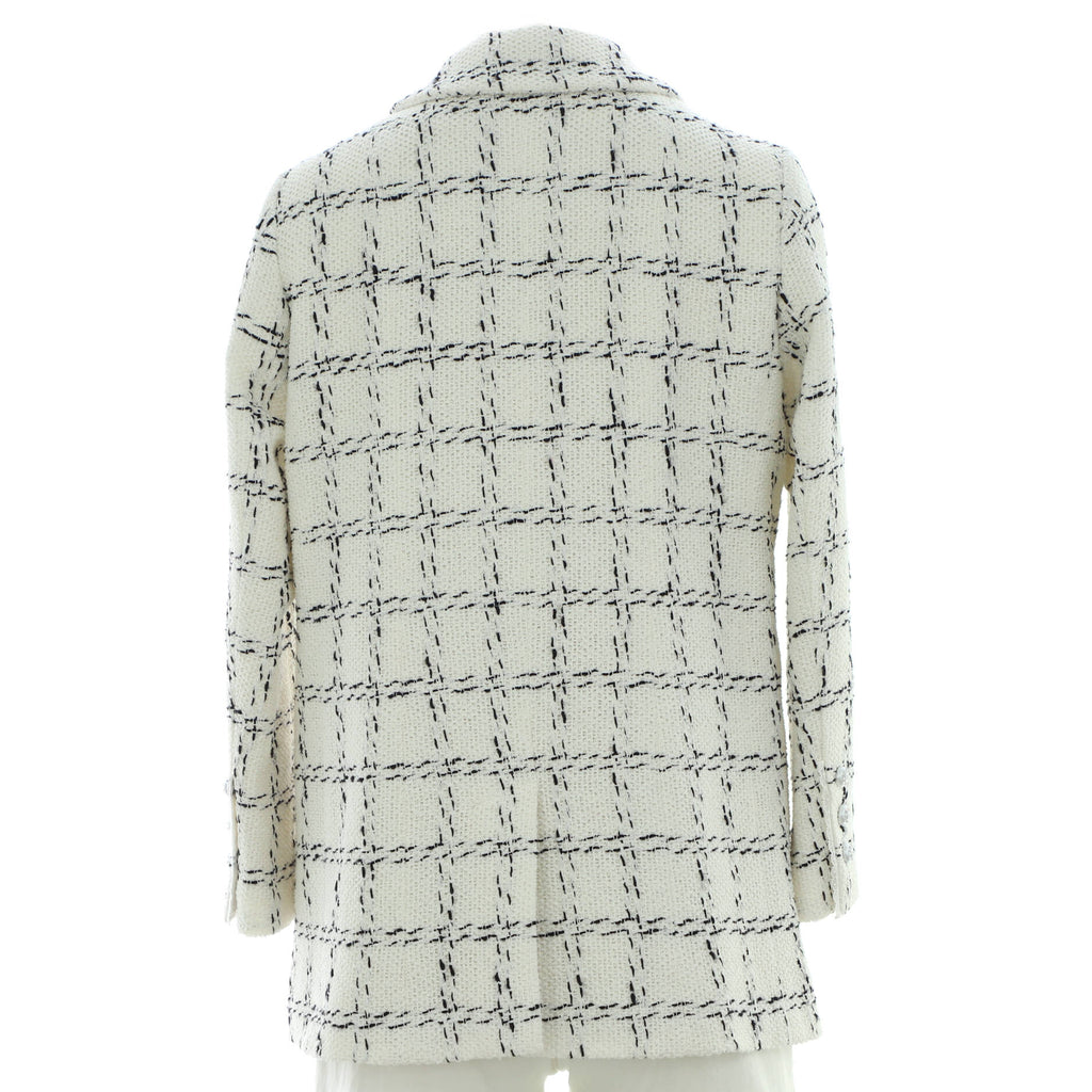 Women's Plaid Four Pocket Pearl Button Blazer Tweed