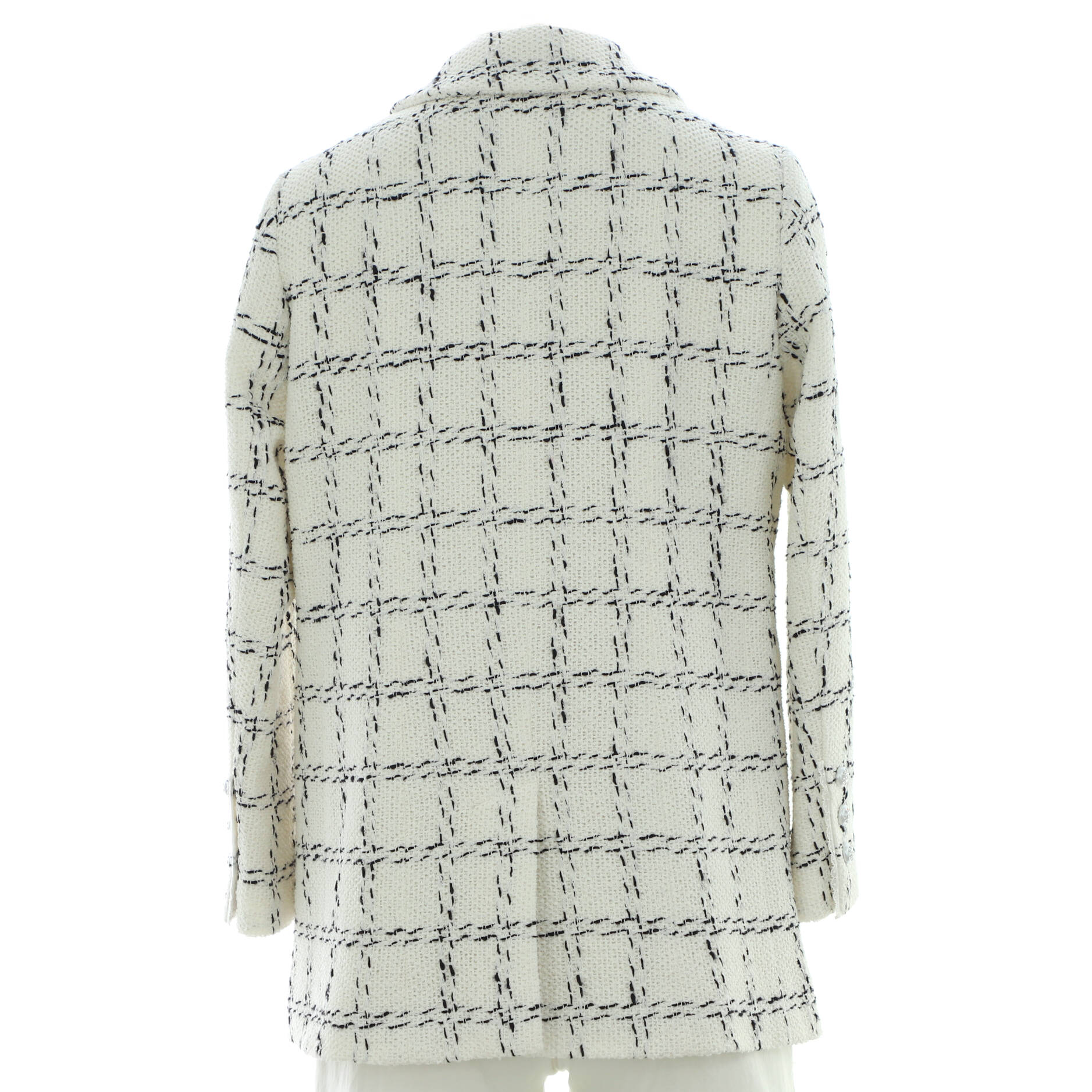 Women's Plaid Four Pocket Pearl Button Blazer Tweed