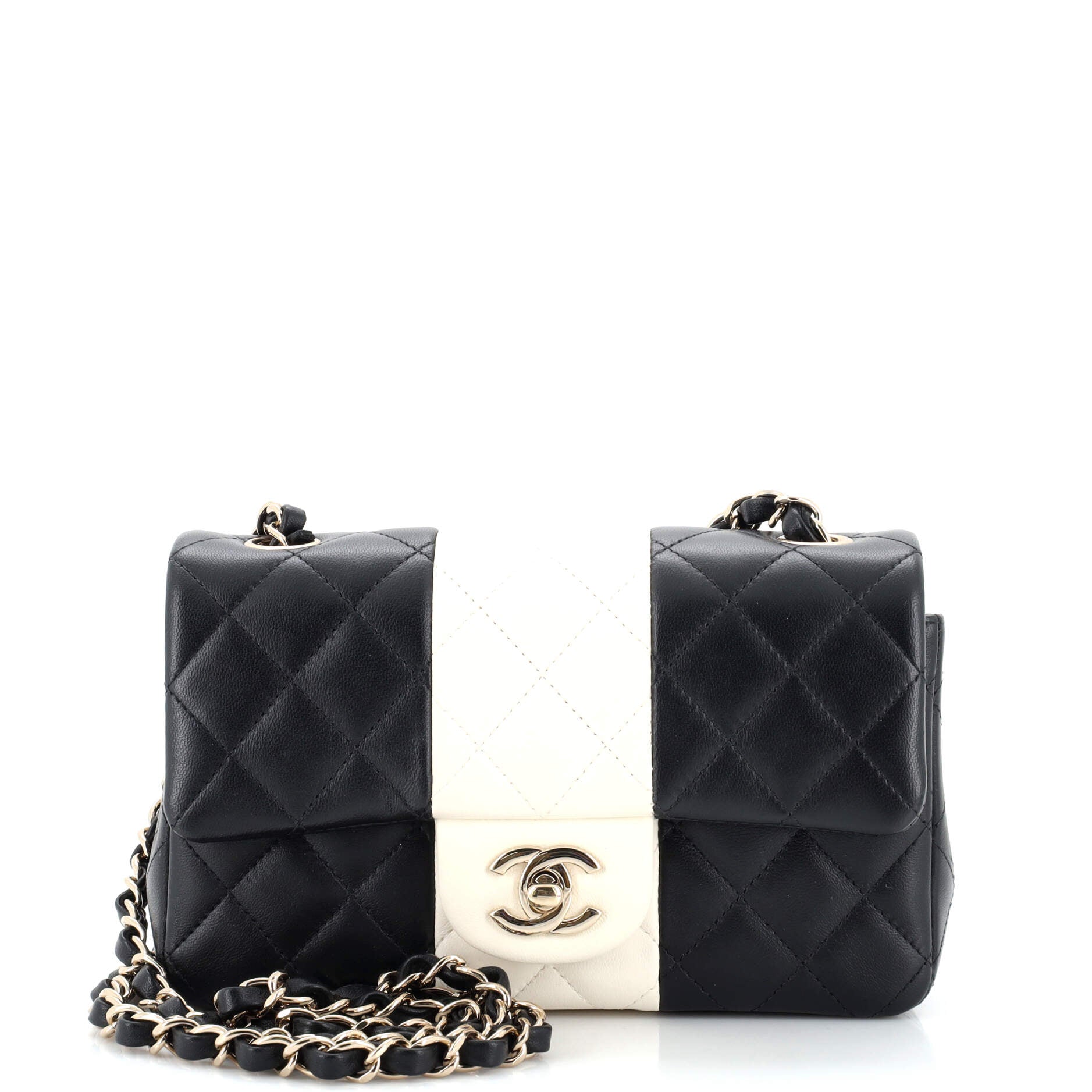 Bicolor Classic Single Flap Bag Quilted Lambskin Mini