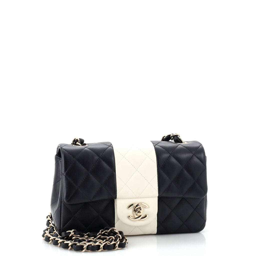 Bicolor Classic Single Flap Bag Quilted Lambskin Mini