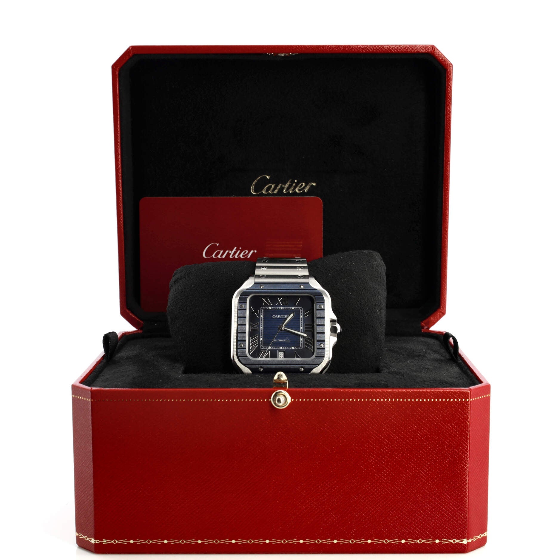 Santos de Cartier Automatic Watch Stainless Steel with ADLC Stainless Steel Bezel 40