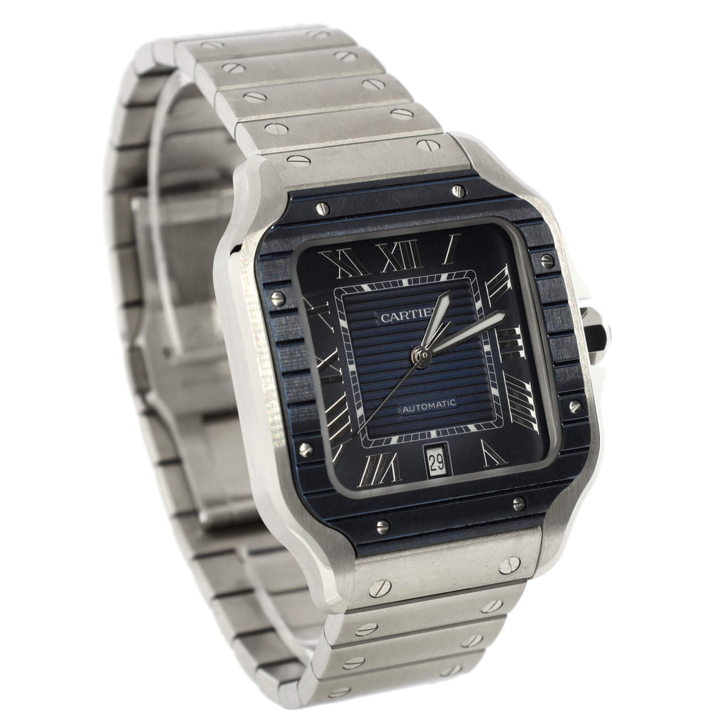 Santos de Cartier Automatic Watch Stainless Steel with ADLC Stainless Steel Bezel 40