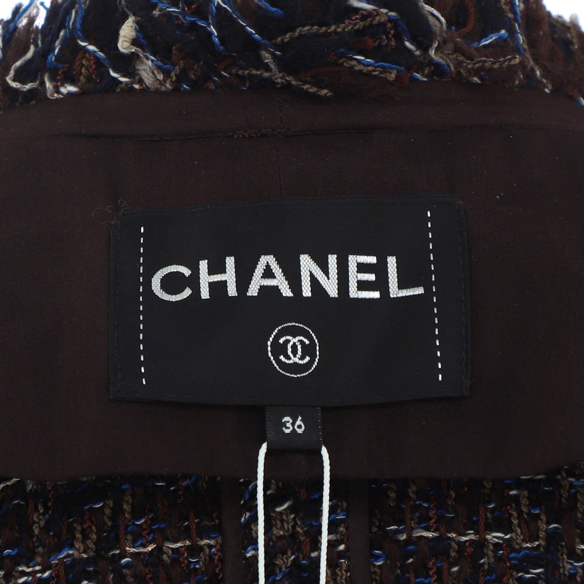 Women's Collarless Fringe Open Long Coat Tweed