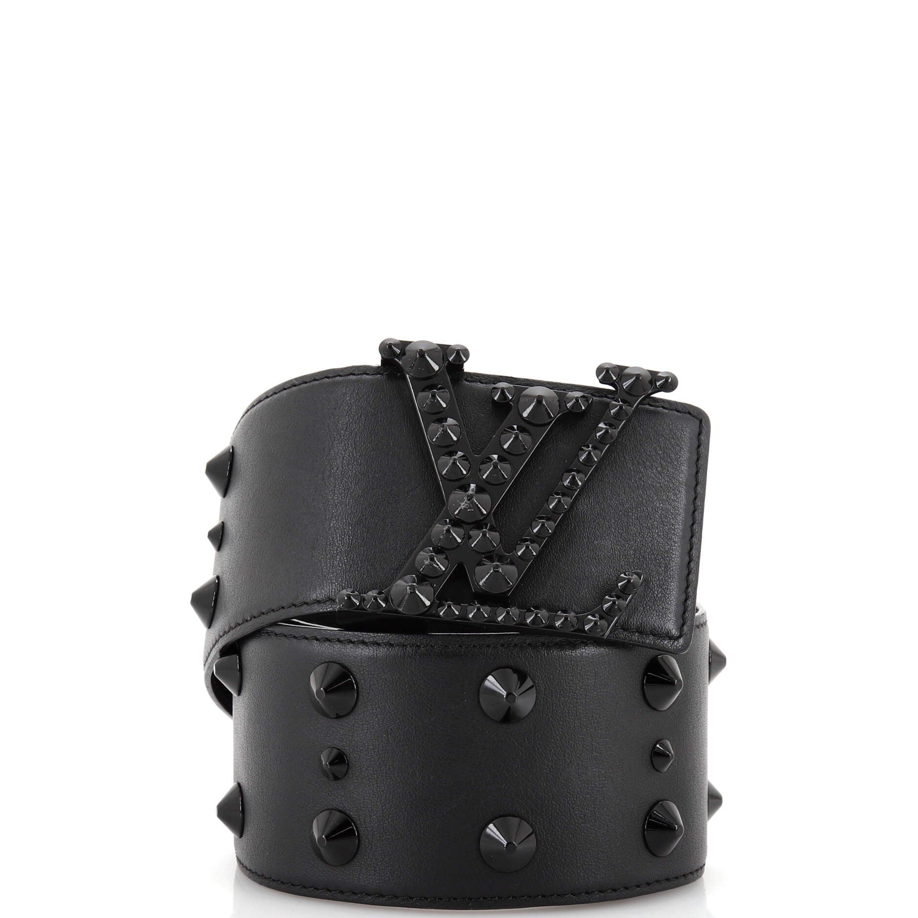 LV Initiales Clous Belt Studded Leather Extra Wide 75