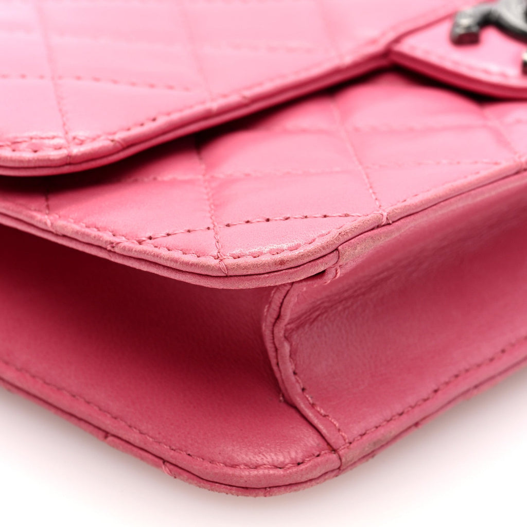 Lambskin Quilted Medium Crossing Times Flap Pink