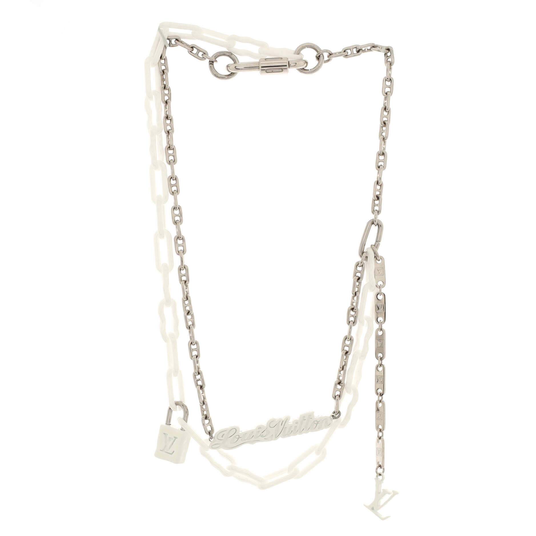 Chains Lettering Necklace Metal and Ceramic with Enamel