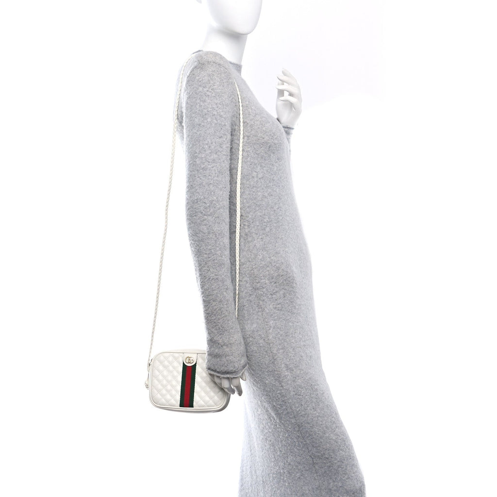 Calfskin Web Trapuntata Mini Shoulder Bag Off White