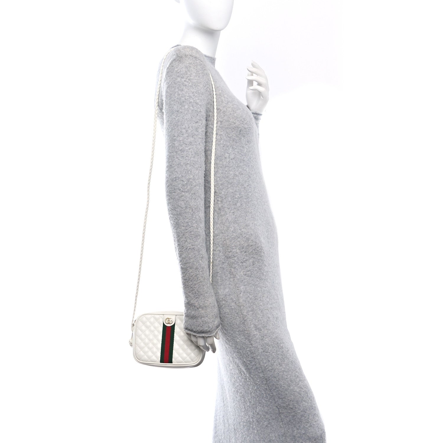 Calfskin Web Trapuntata Mini Shoulder Bag Off White