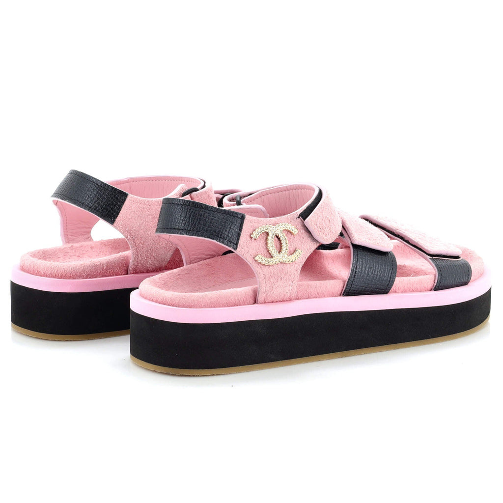 Women's Two Strap Velcro Dad Sandals Suede
