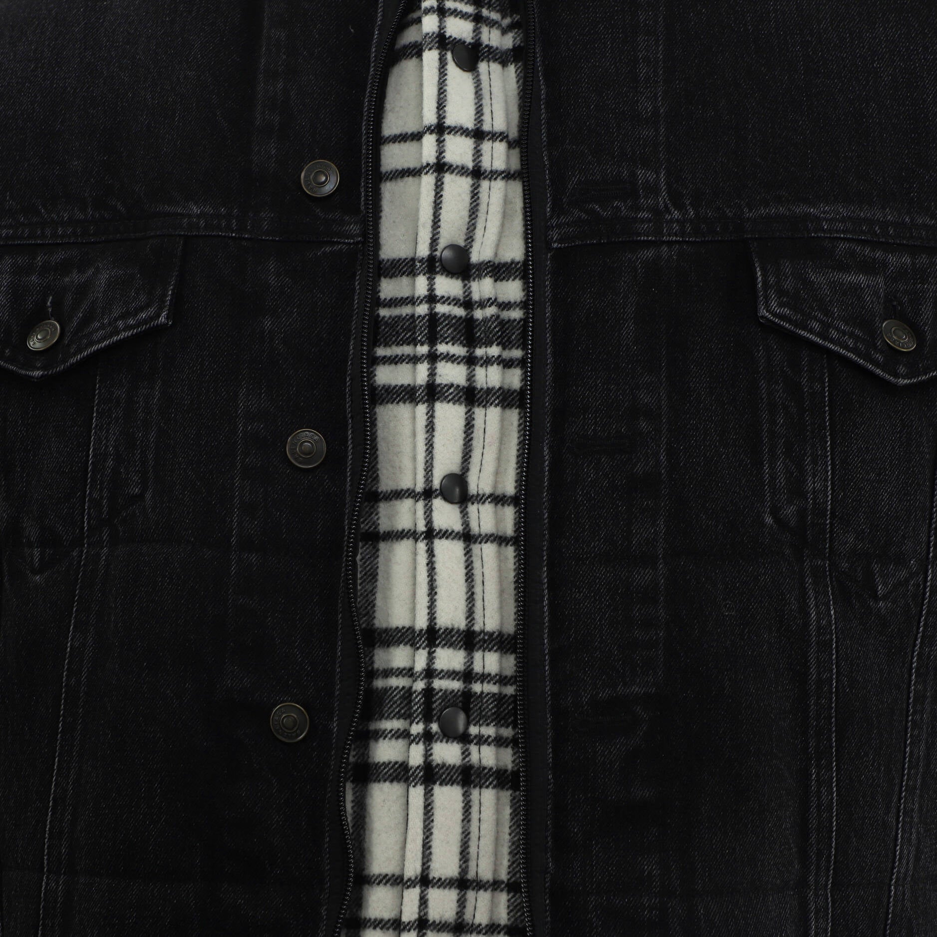 Men's Layered Oversized Padded Jacket Quilted Denim with Polyester and Wool