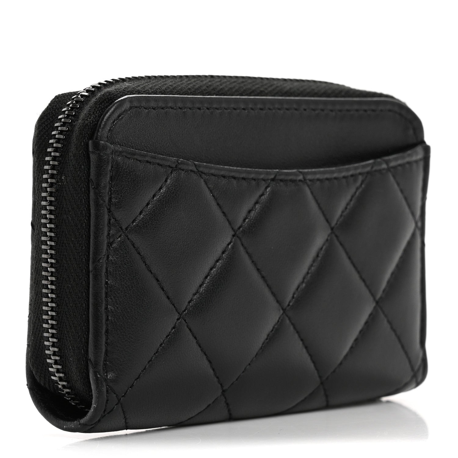 Lambskin Quilted Zip Coin Purse So Black
