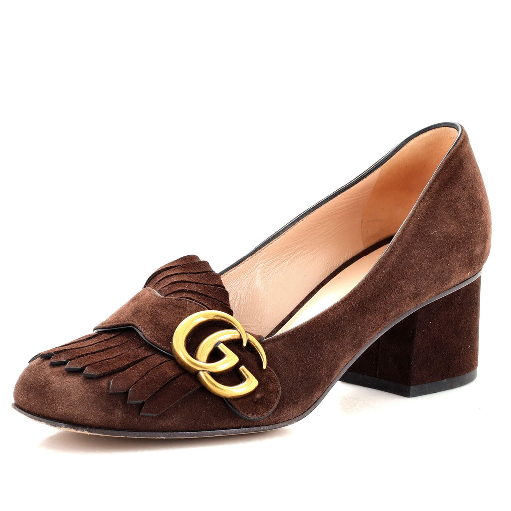 Women's GG Marmont Fringed Pumps Suede