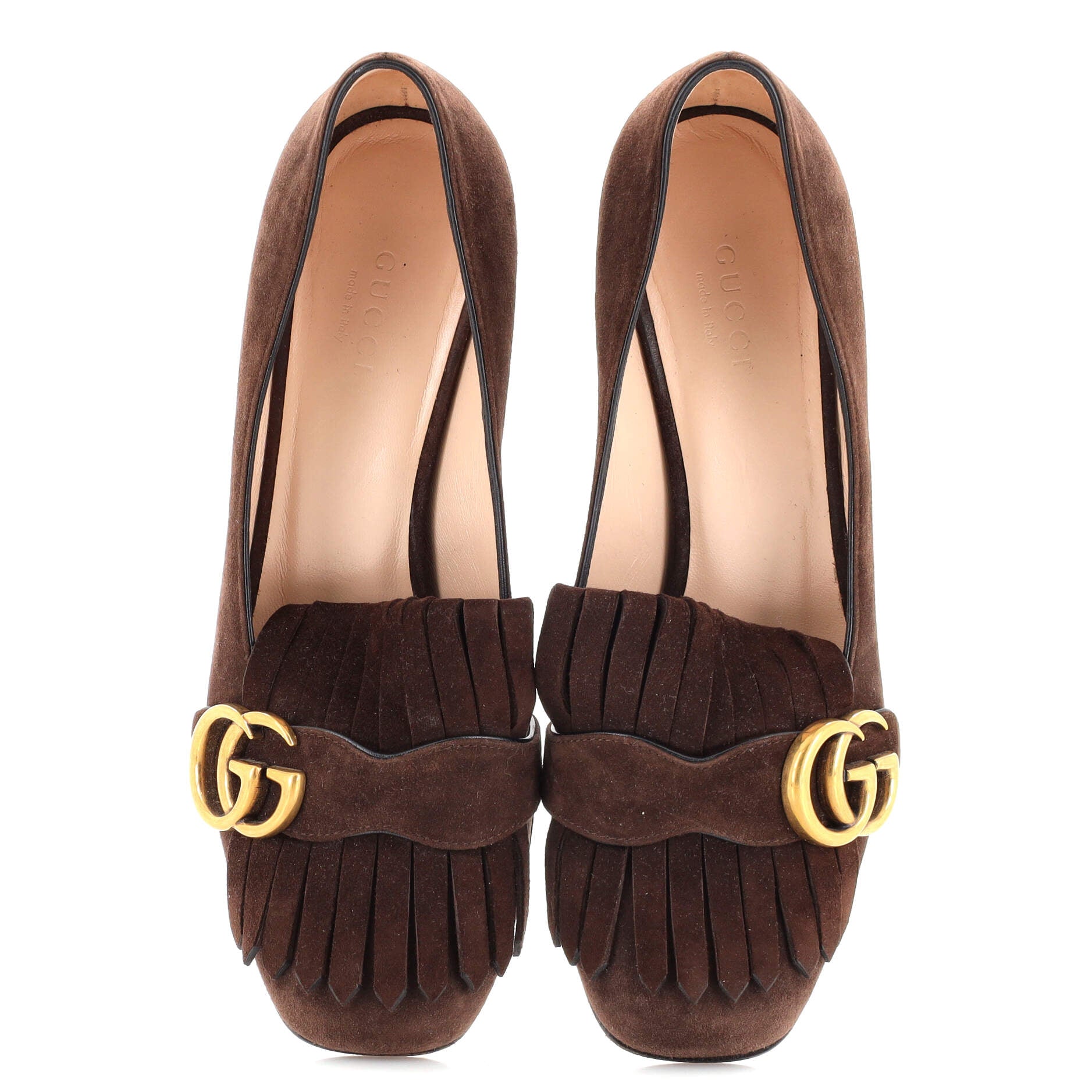Women's GG Marmont Fringed Pumps Suede