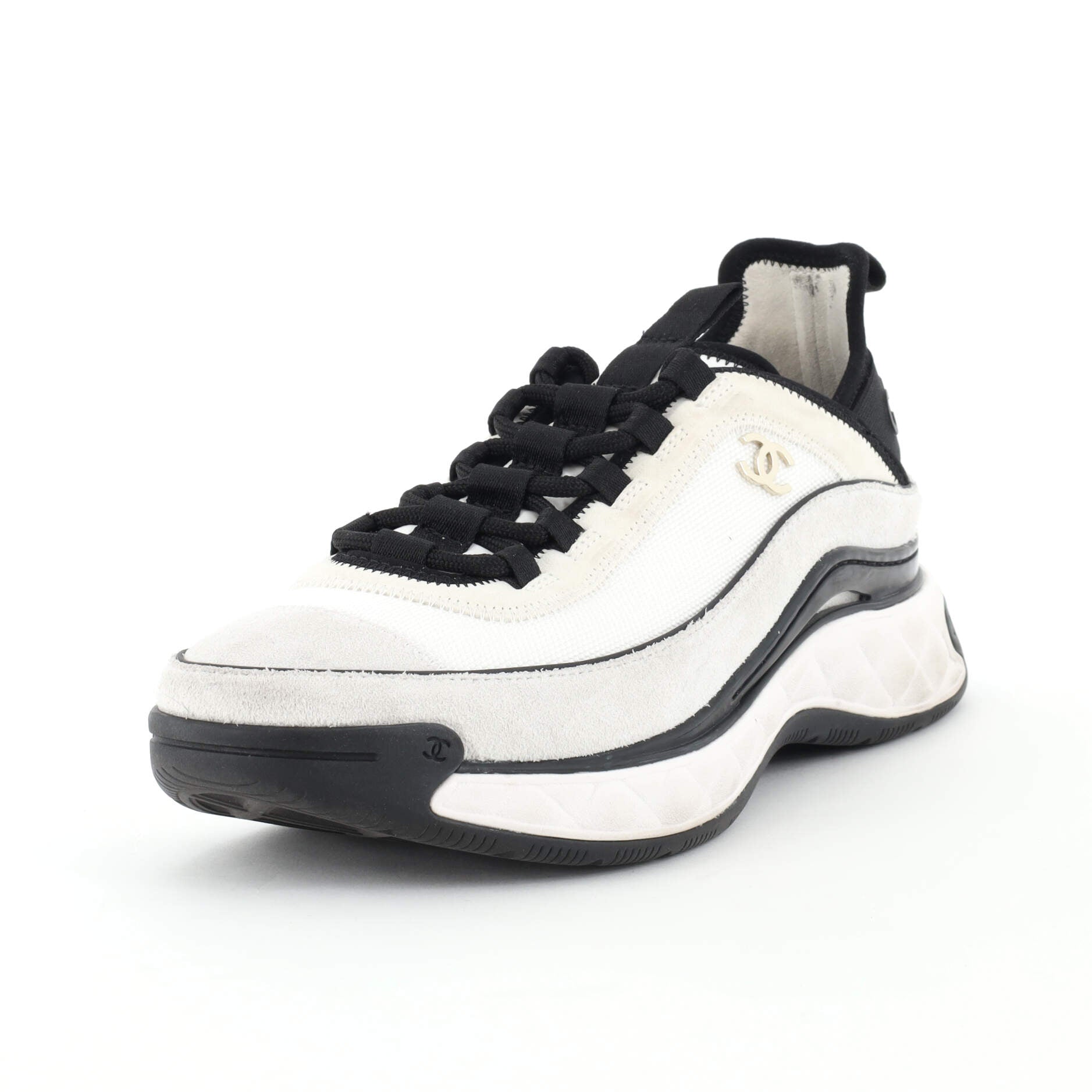 Women's CC Cap Toe Logo Sneakers Suede and Mixed Fibers