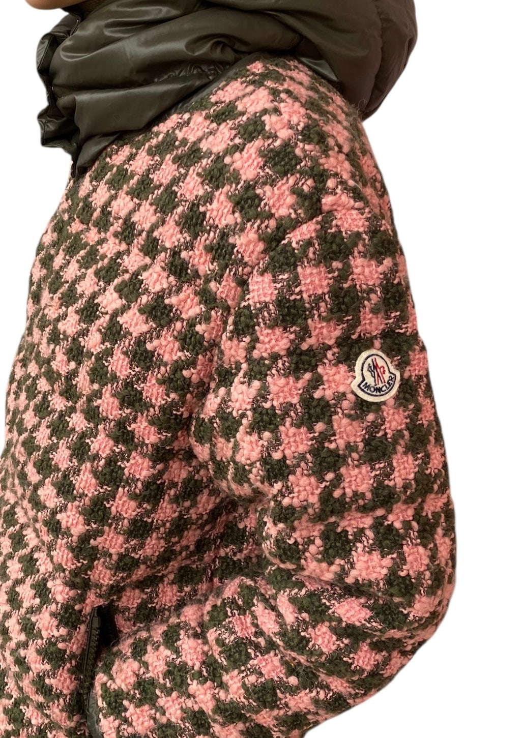 Moncler Pink Chevril Houndstooth Puffer Jacket - 1 / S-M