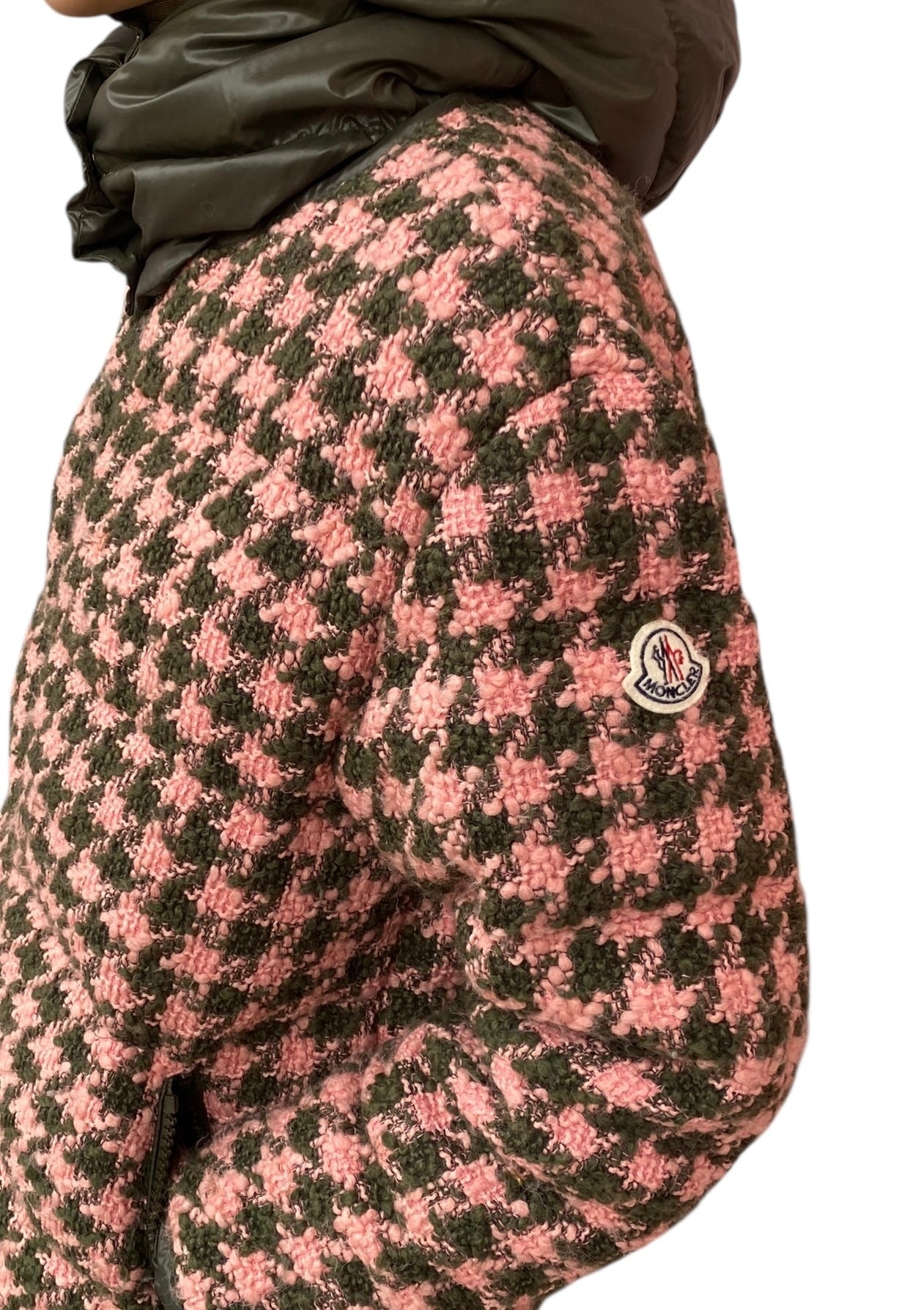 Moncler Pink Chevril Houndstooth Puffer Jacket - 1 / S-M