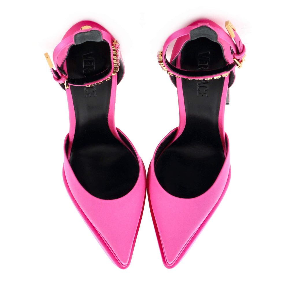 Women's Medusa Aevitas Pointed Platform Pumps Satin with Crystals