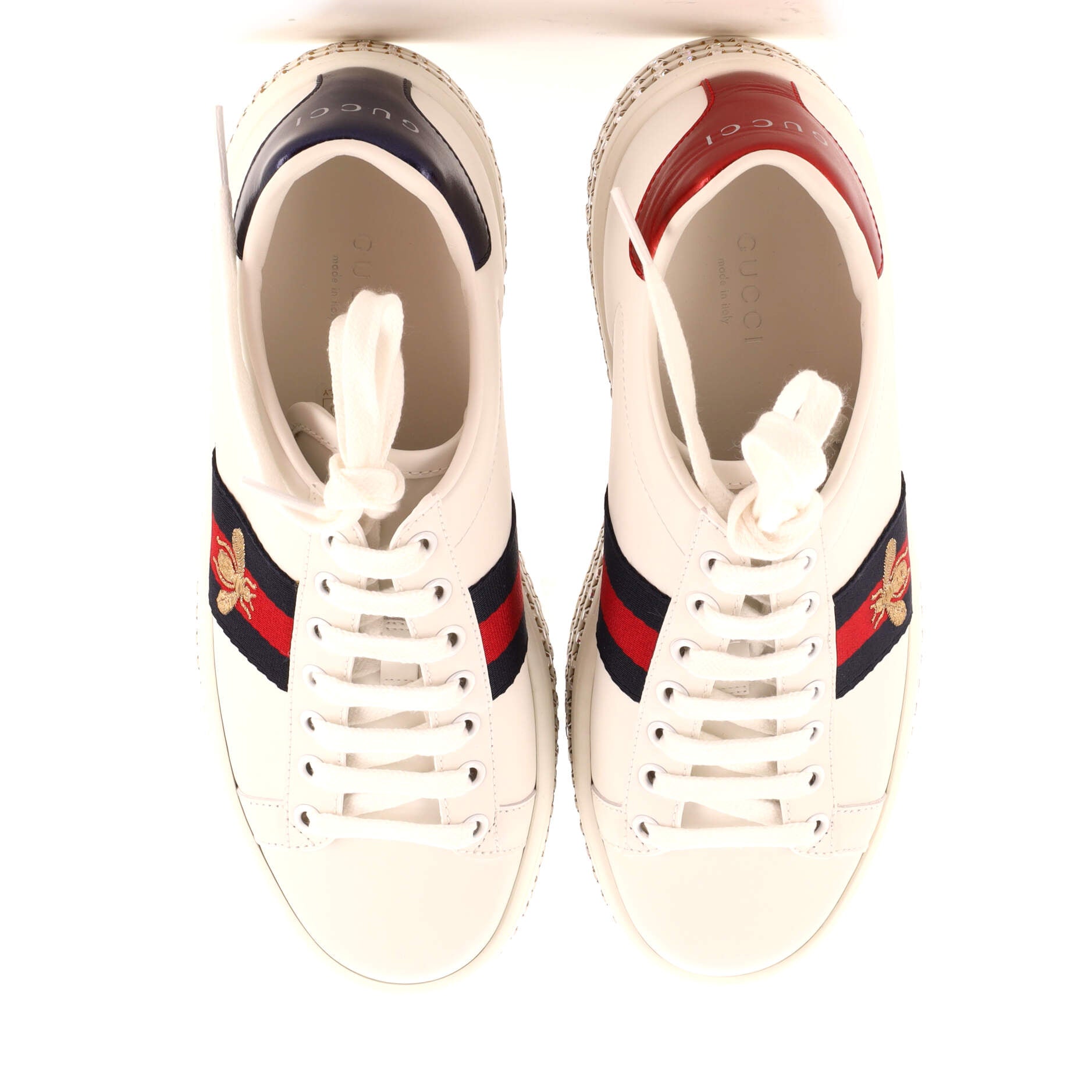 Women's Ace Web Platform Sneakers Leather with Crystals
