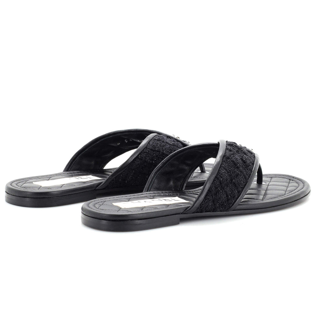 Women's CC Logo Thong Sandals Tweed and Leather