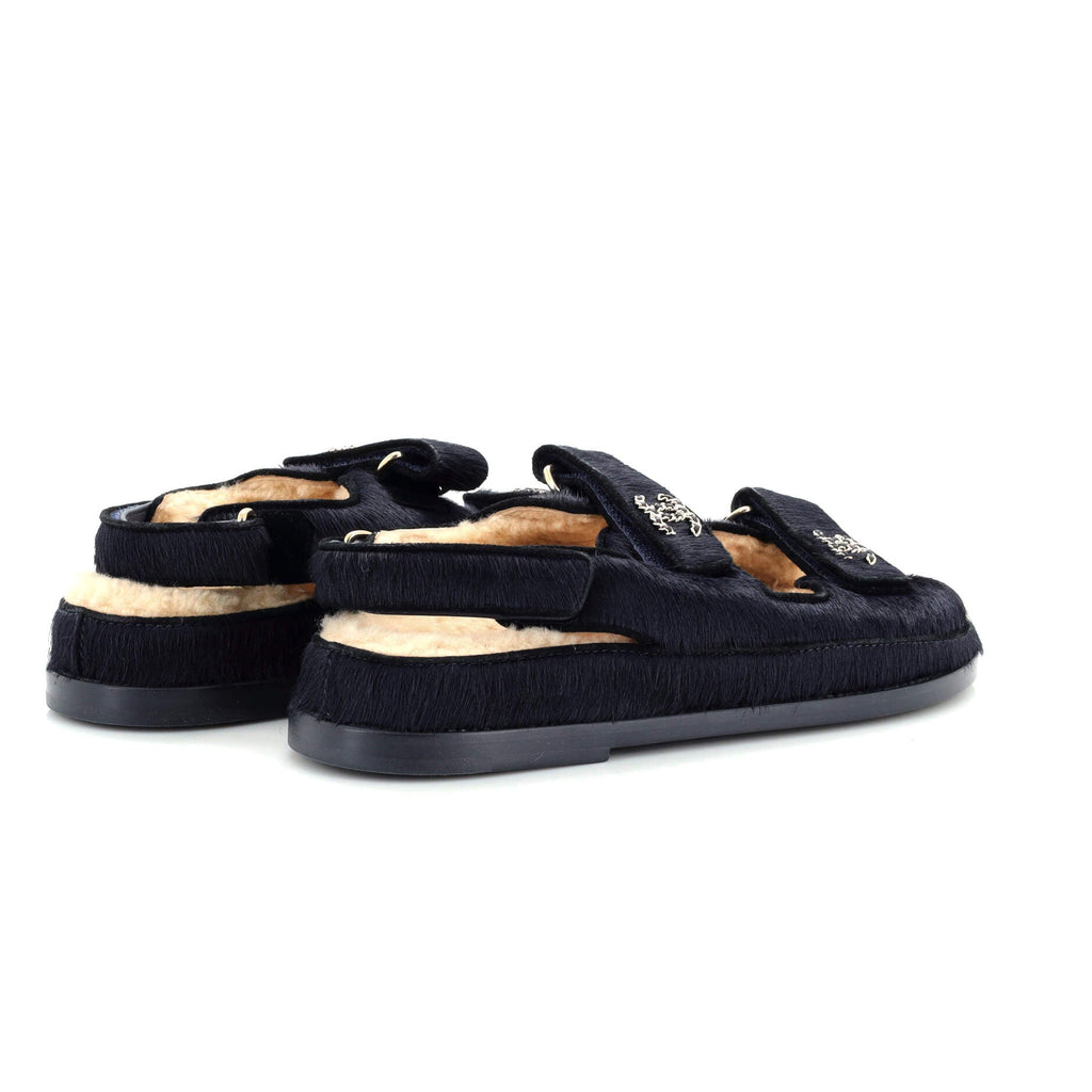 Women's Velcro Dad Sandals Calf Hair and Shearling