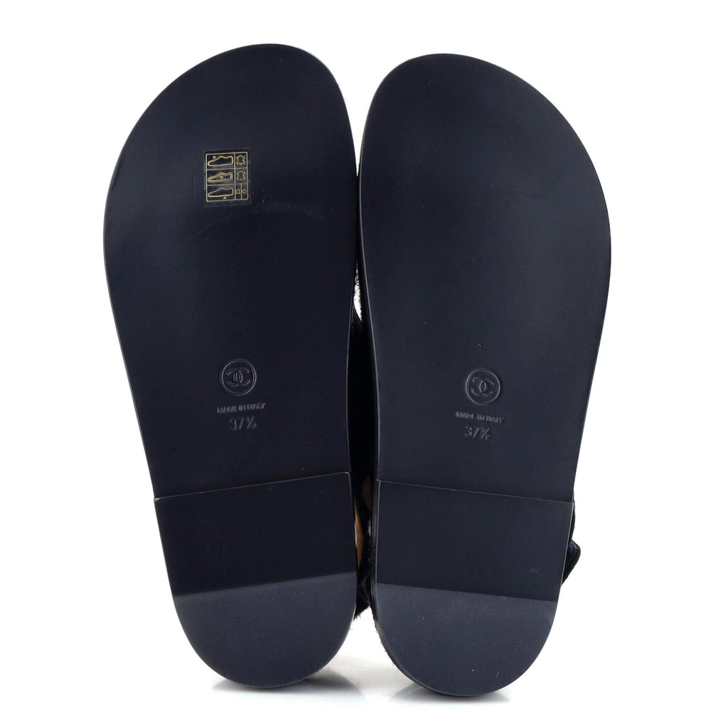 Women's Velcro Dad Sandals Calf Hair and Shearling