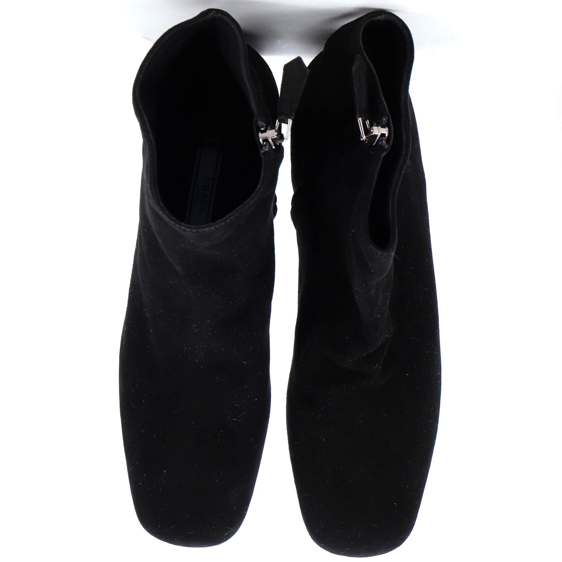 Women's Logo Block Heel Ankle Boots Suede