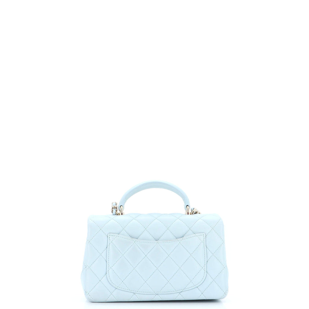 Classic Single Flap Top Handle Bag Quilted Lambskin Mini