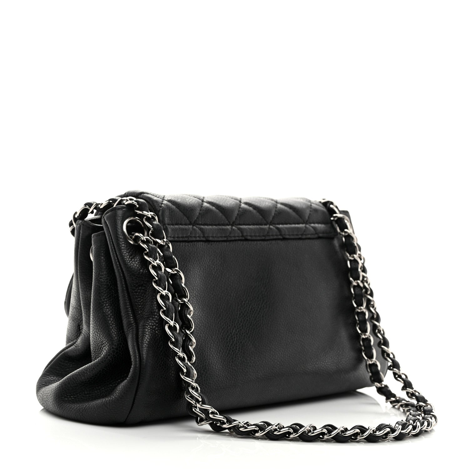 Caviar Quilted Accordion Mademoiselle Flap Black