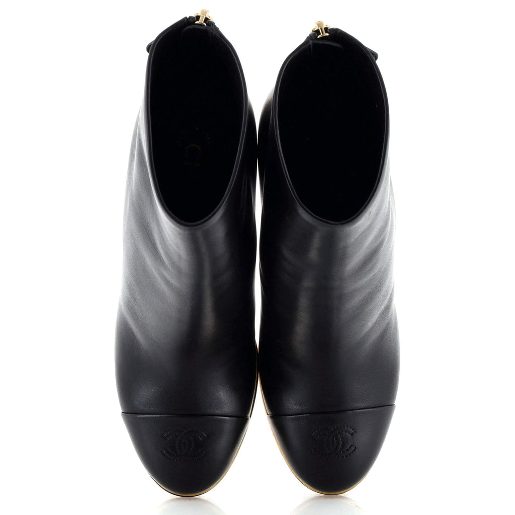 Women's CC Cap Toe Wedge Ankle Boots Leather