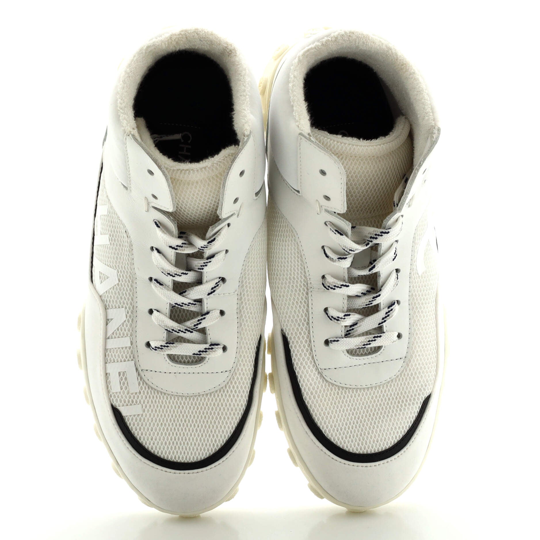 Women's Logo CC High-Top Sneakers Mesh with Fabric and Leather