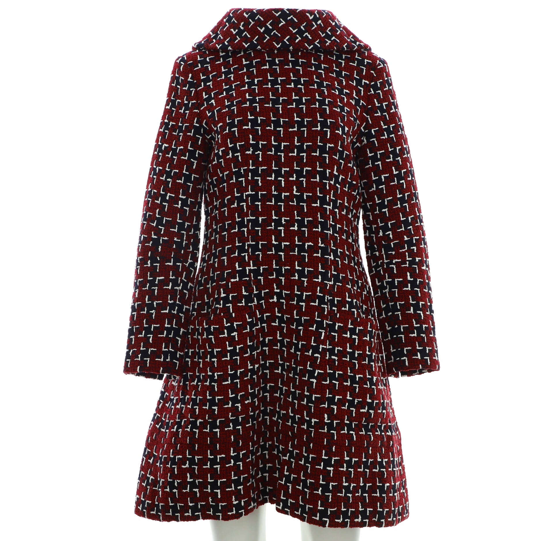 Women's Stand Collar Long Sleeve Midi Dress Tweed