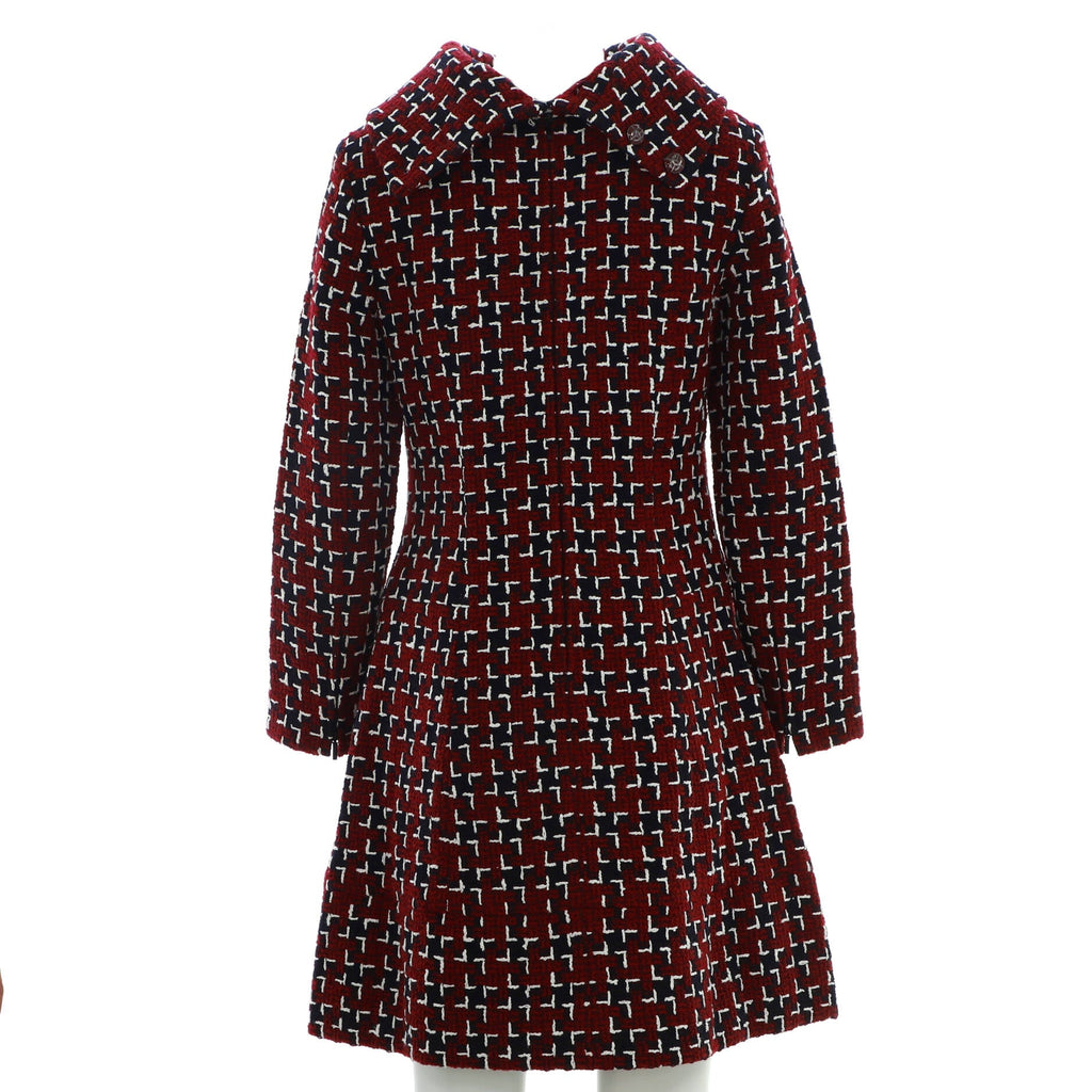 Women's Stand Collar Long Sleeve Midi Dress Tweed