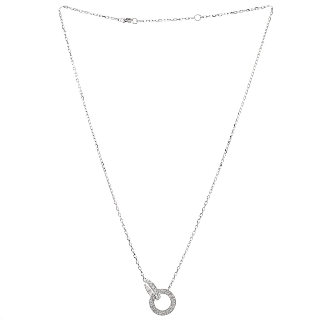 Love Interlocking Pave Necklace 18K White Gold and Diamonds
