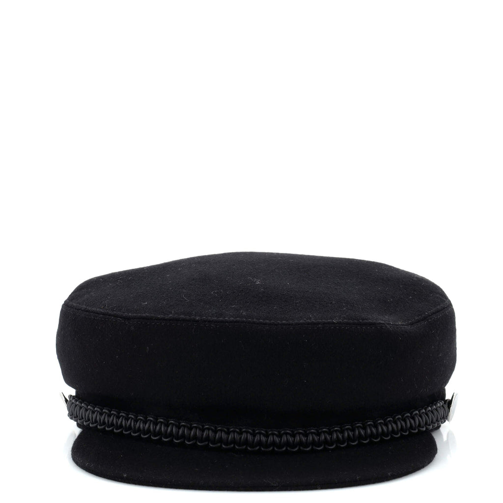 Deauville Newsboy Cap Cashmere with Braided Leather