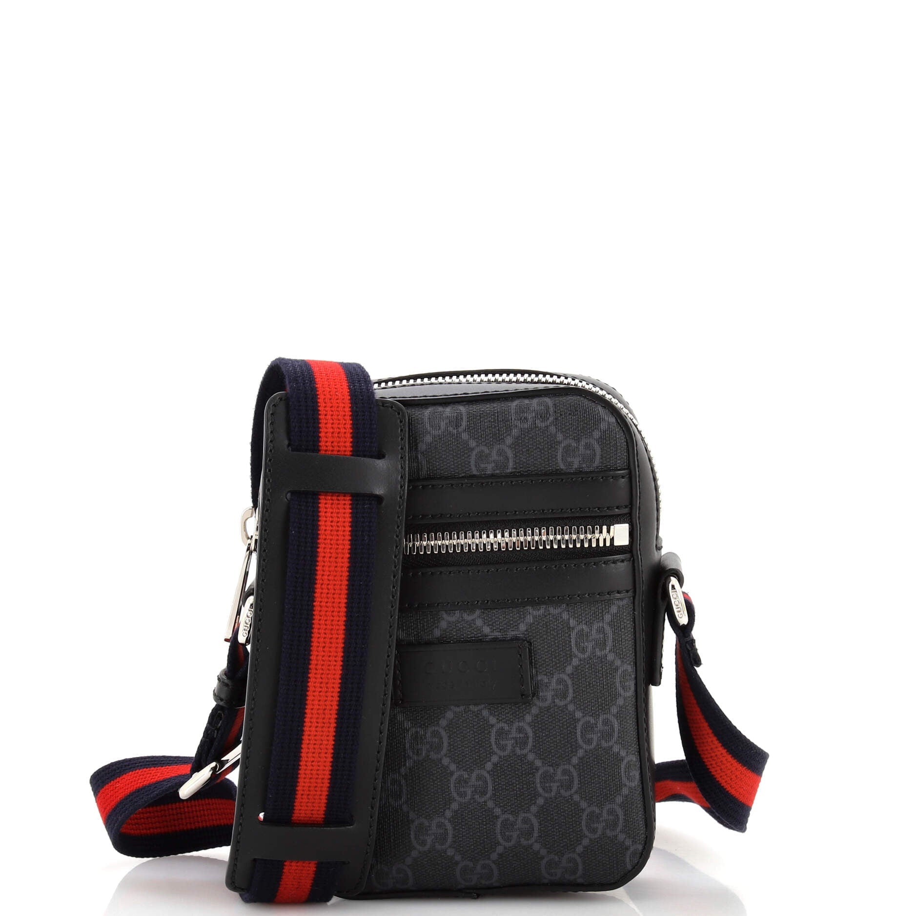Web Strap Front Zip Messenger Bag GG Coated Canvas Mini