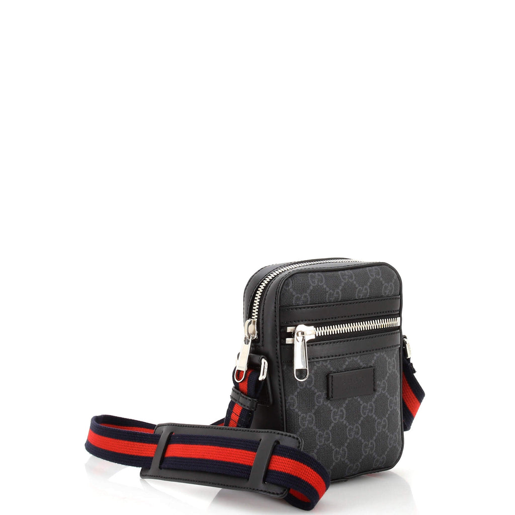 Web Strap Front Zip Messenger Bag GG Coated Canvas Mini