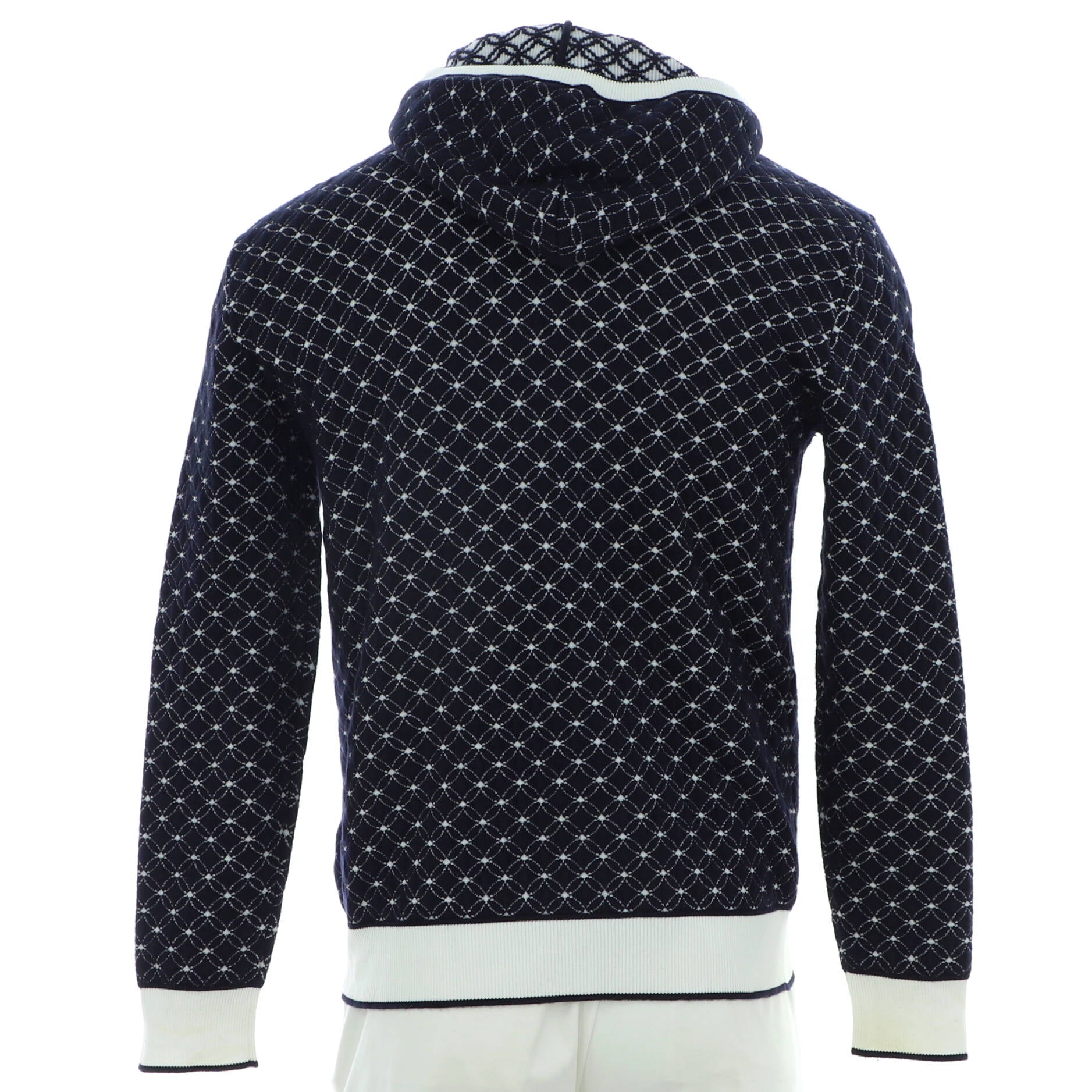 Men's Monogram Flower Jacquard Hoodie Wool Blend